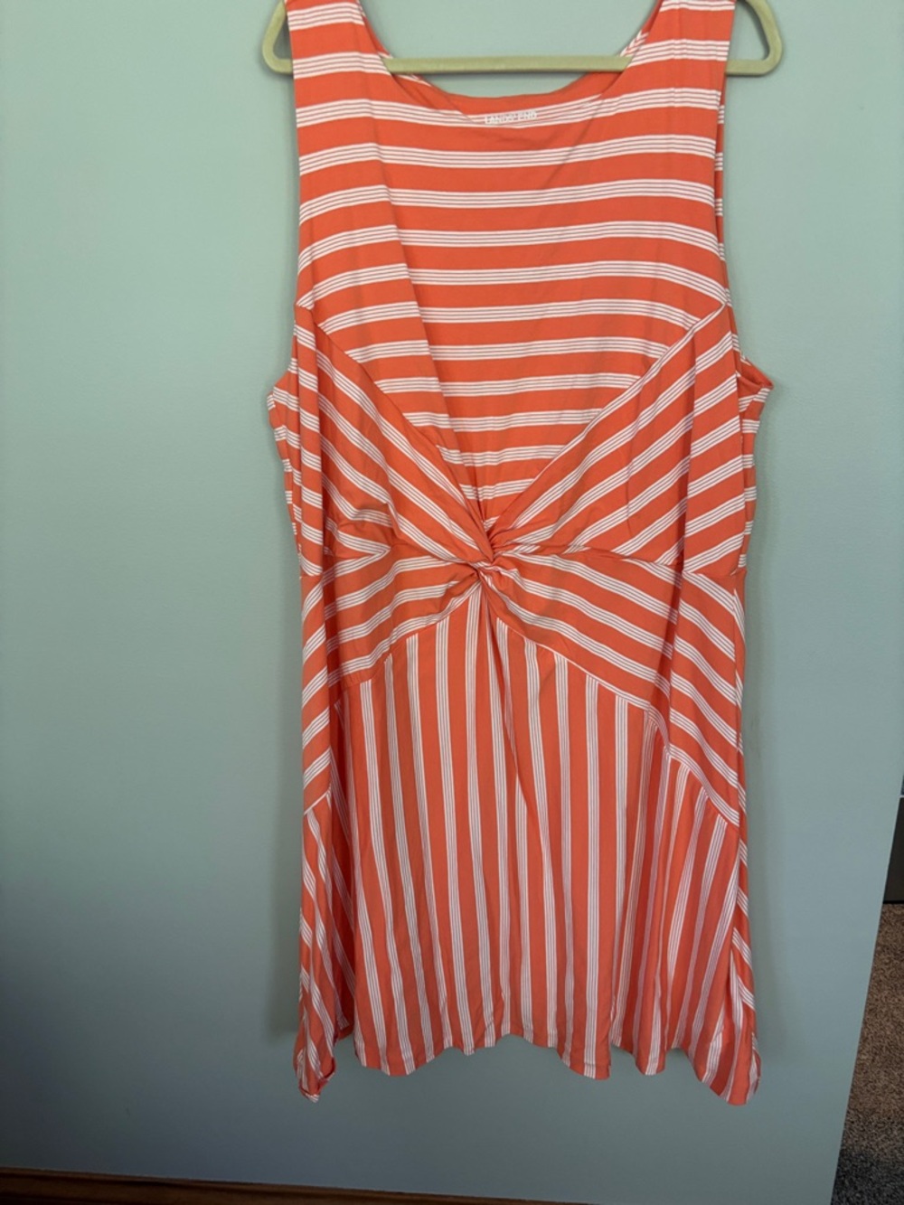 Lands' End Coral and White Striped Top worn once